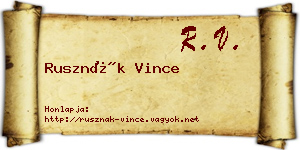 Rusznák Vince névjegykártya