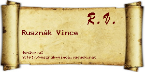Rusznák Vince névjegykártya